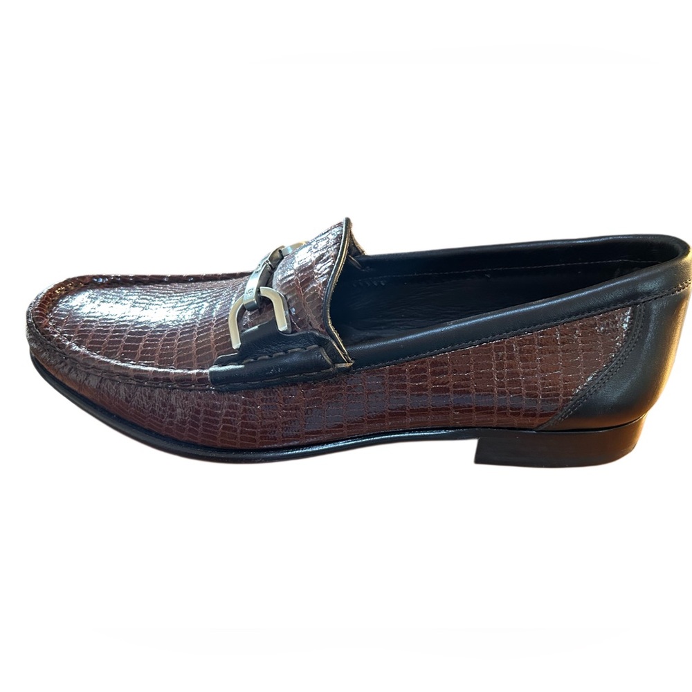 Donald J. Pliner Nadim Horsebit Loafers Croc Embossed Leather Size 9.5 - Italy - Picture 4 of 9